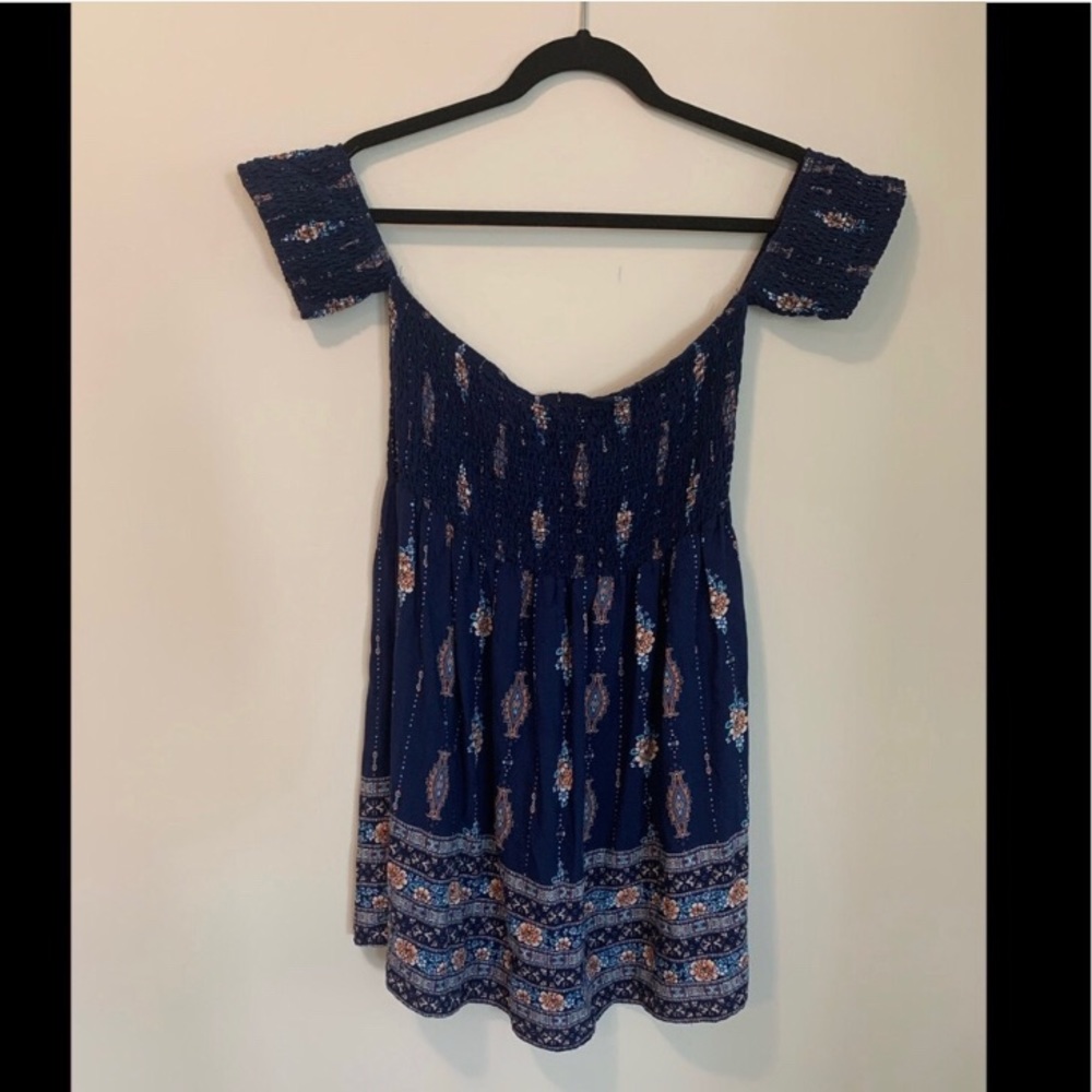 Navy blue off shoulder mini dress